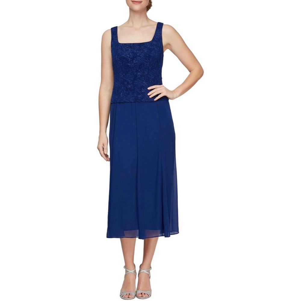 Alex Evening Glitter Knit Tank & Chiffon Skirt Set - Picture 3 of 4